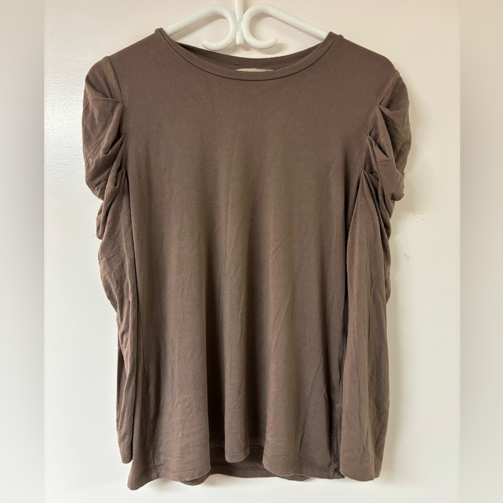 Philosophy brown long sleeve with ruffle size small